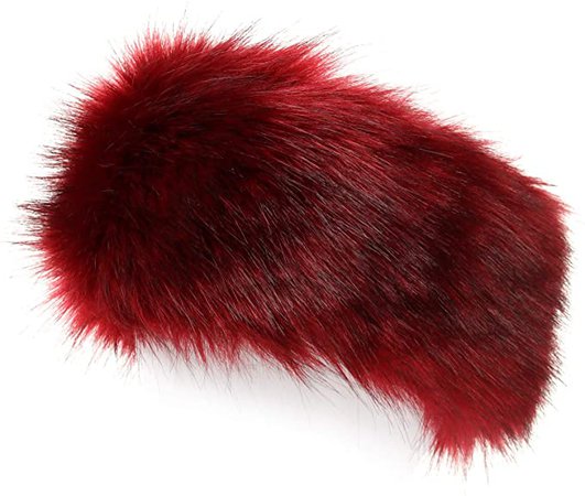 La Carrie Faux Fur Headband with Stretch Women's Winter Earwarmer Earmuff (Burgendy) at Amazon Women’s Clothing store