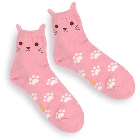 Choice Cute Cats Footprints Socks Pack of 5pairs (Pink cats kitty kitten face printed socks) | Sock packs, Socks, Cat footprint