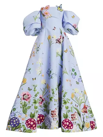 Shop Oscar de la Renta Floral Off-The-Shoulder Gown | Saks Fifth Avenue