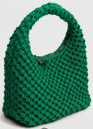 плетёная зеленая сумка Mango