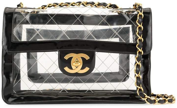 Pre-Owned CC logos Jumbo XL double chain shoulder bag