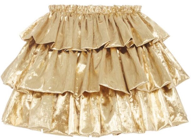 gold ruffle mini skirt