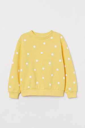Sweatshirt - Yellow/white dotted - Kids | H&M US