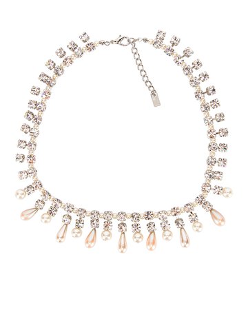 Alessandra Rich Pearl Drops Necklace in Crystal & Pearl | FWRD
