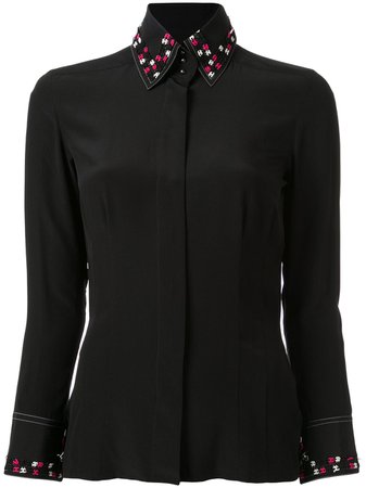 Shop black Chanel Pre-Owned 2004 embroidered CC trim shirt with Express Delivery - Farfetch