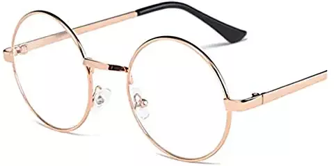 LOVEF Large Oversized Metal Frame Clear Lens Round Circle Vintage Eye Glasses 5.42inch