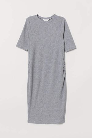 MAMA Ribbed Jersey Dress - Gray