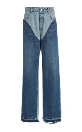 Two-Tone Patchwork Straight-Leg Jeans By Stella Mccartney | Moda Operandi