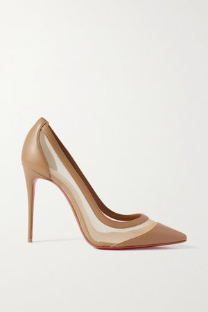 Taupe Galativi 100 leather and mesh pumps | Christian Louboutin | NET-A-PORTER