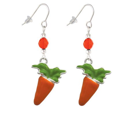 Enameled Carrot Orange Bead French Earrings