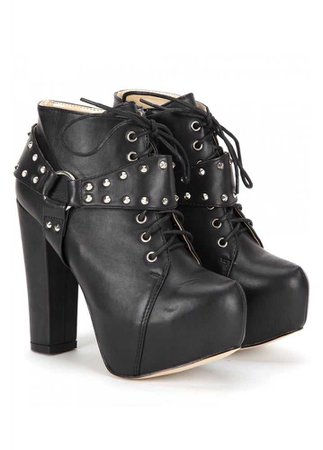 ATTITUDE CLOTHING // Studded Tri-Strap Gothic Ankle Boot