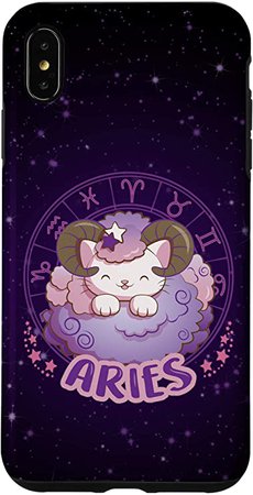 Amazon.com: iPhone XS Max Kawaii Cat Zodiac Sign Aries Case