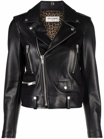 Shop Saint Laurent leather biker jacket with Express Delivery - FARFETCH