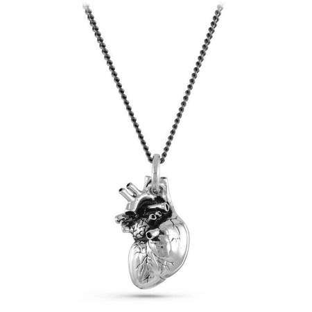 silver anatomical heart necklace