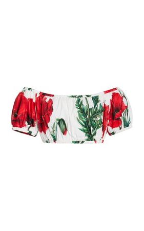 Poppy Off-Shoulder Cotton Cropped Top By Dolce & Gabbana | Moda Operandi