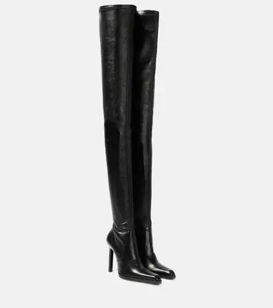 Nina 110 Leather Over The Knee Boots in Black - Saint Laurent | Mytheresa
