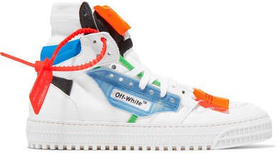 Off-court Logo-embellished Canvas And Leather High-top Sneakers