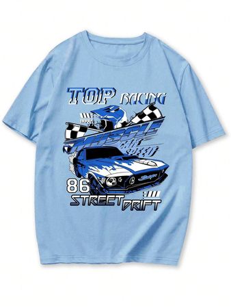 ROMWE Street Life Men Car & Letter Graphic Tee | SHEIN USA