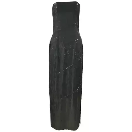 Vintage black long beads dress NWOT For Sale at 1stDibs | long dress with beads, black dress with white beads