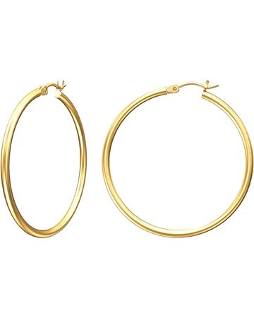 Amazon.com: Gacimy Gold Hoop Earrings for Women, 14K Gold Plated Hoops with 925 Sterling Silver Post, Yellow Gold 40mm Medium: Clothing, Shoes & Jewelry