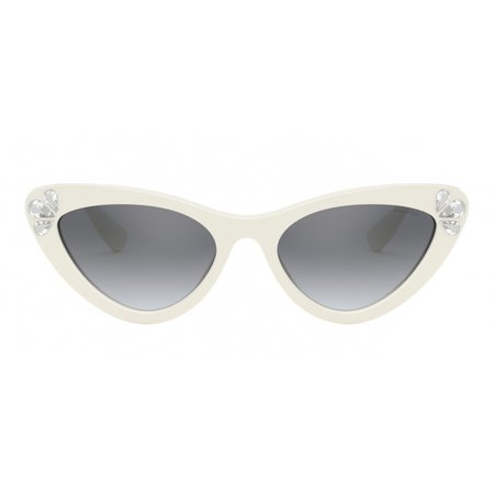 Miu Miu - Miu Miu Logo Sunglasses - Cat Eye - White and Crystals - Sunglasses - Miu Miu Eyewear - Avvenice