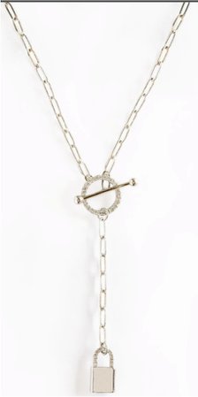 silver linked drop “Y” necklace