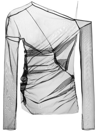 Nensi Dojaka mesh off-shoulder blouse black TOP002AW20 - Farfetch