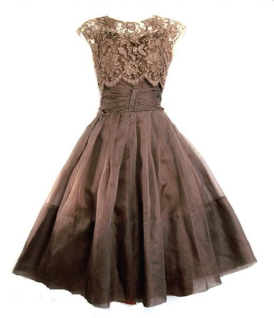 1950s Brown Lace Dress