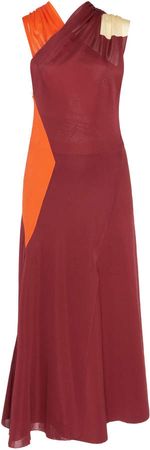 Colorblocked Draped Crepe Midi Dress