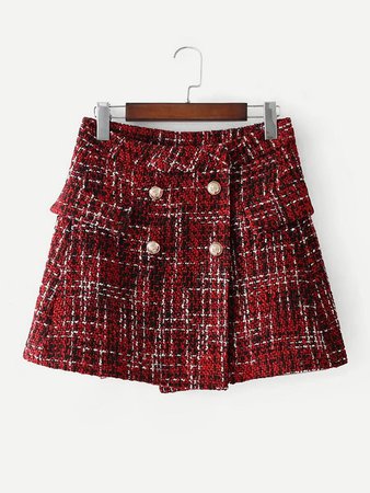 Double Breasted Tweed Skirt