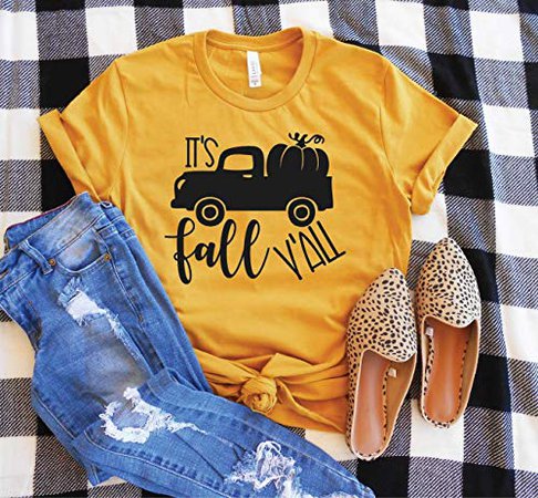 Amazon.com: It's Fall Y'all Shirt - Pumpkin Shirt - Fall Shirt - Pumpkin Patch Outfit - Old Truck Shirt - Halloween Shirt - It's Fall Y'all - Unisex Basic Tee: Handmade