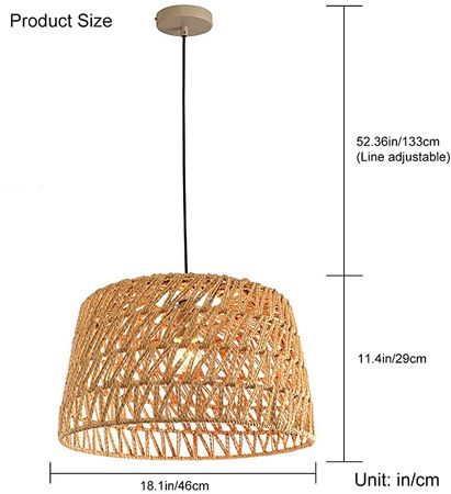 Rope Pendant Lamp - Hand Woven Linear Chandelier, Basket Light Fixture, 18"W x 18"D x 11"H, with Cord 65 inches - - Amazon.com