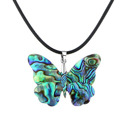 Amazon.com: Monily Butterfly Abalone Shell Necklace Leather Chain Pendant Neckalce for Women: Clothing