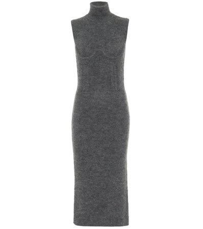 Fendi - Turtleneck cashmere-blend midi dress | Mytheresa