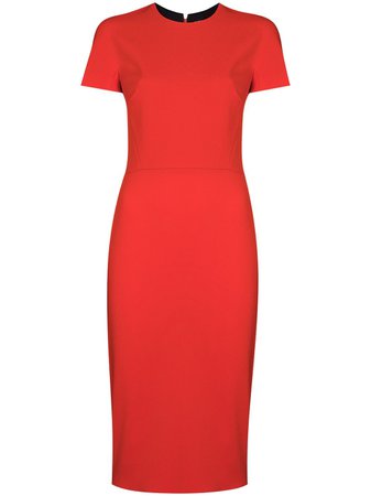 Victoria Beckham short sleeve fitted midi dress - FARFETCH