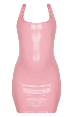 Rose Vinyl Stitch Detail Sleeveless Bodycon Mini Dress | PrettyLittleThing USA