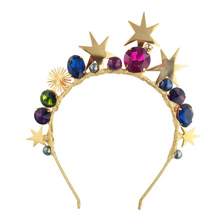 Anya - JY Jewels x Lady of Leisure Gold Star Headband with Multi Coloured Jewels $675.00