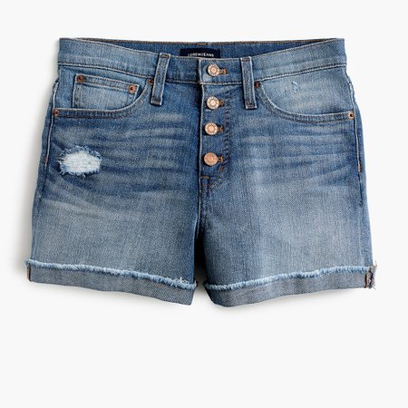 High-rise denim short with button fly - Women's Shorts | J.Crew