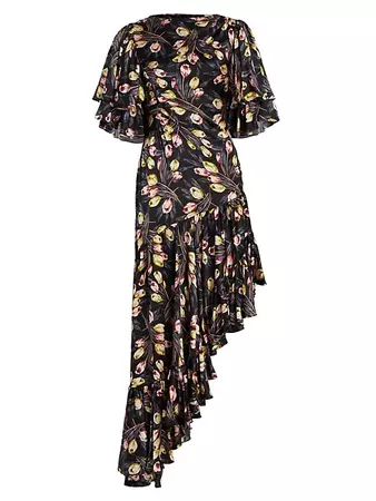 Shop Cinq à Sept Kossa Asymmetric Silk Maxi Dress | Saks Fifth Avenue