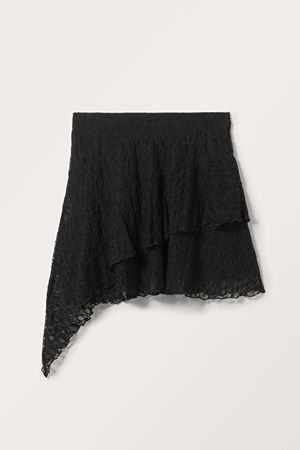 Lace Ruffle Mini Skirt - Black - Monki WW