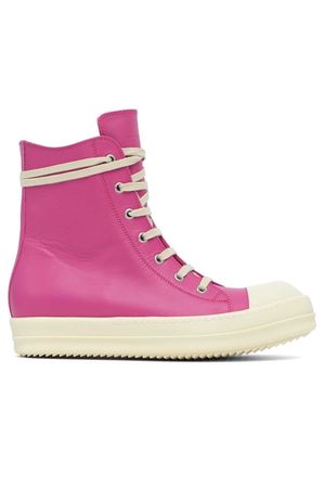 RICK OWENS Ramones Leather Sneakers Hot Pink - Wrong Weather