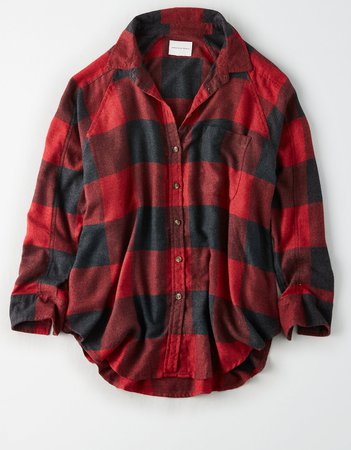 AE Oversized Plaid Button Up Shirt