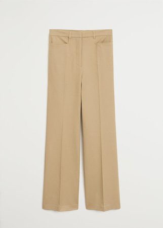 Flared cotton trousers - Women | Mango USA brown