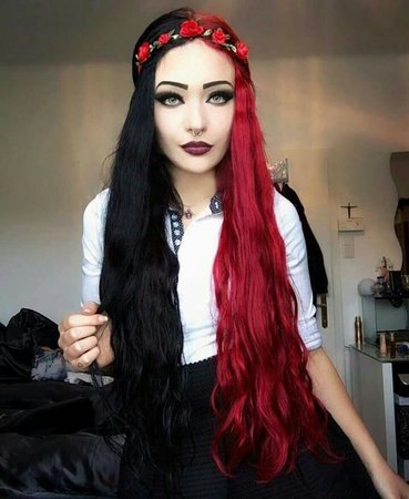 Half Black-Half Red Hair