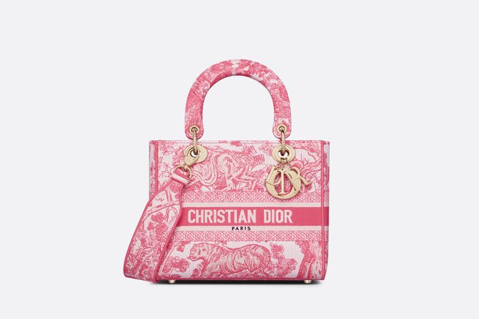 Medium Lady D-Lite Bag Peony Pink Toile de Jouy Embroidery | DIOR