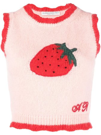 Alessandra Rich Strawberry Sleeveless Knit Top - Farfetch