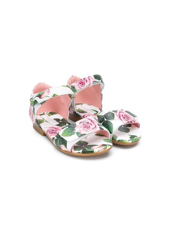 Dolce & Gabbana Kids Roses Print Touch Strap Sandals
