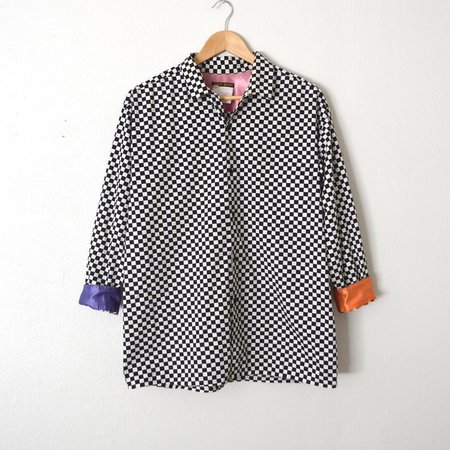 Vintage ESPRIT Shirt 80s Black & White Checkered Mens Shirt | Etsy
