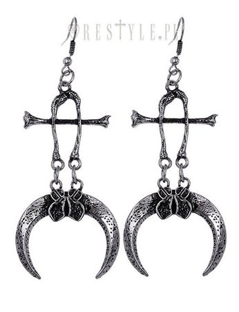 Restyle Claws & Bones Silver Earrings Raven Claw Moon Occult Jewelry Symbols - Fearless Apparel