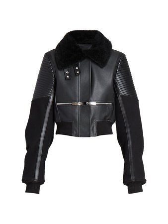 Givenchy Grainy Calf Leather & Dyed Shearling Jacket